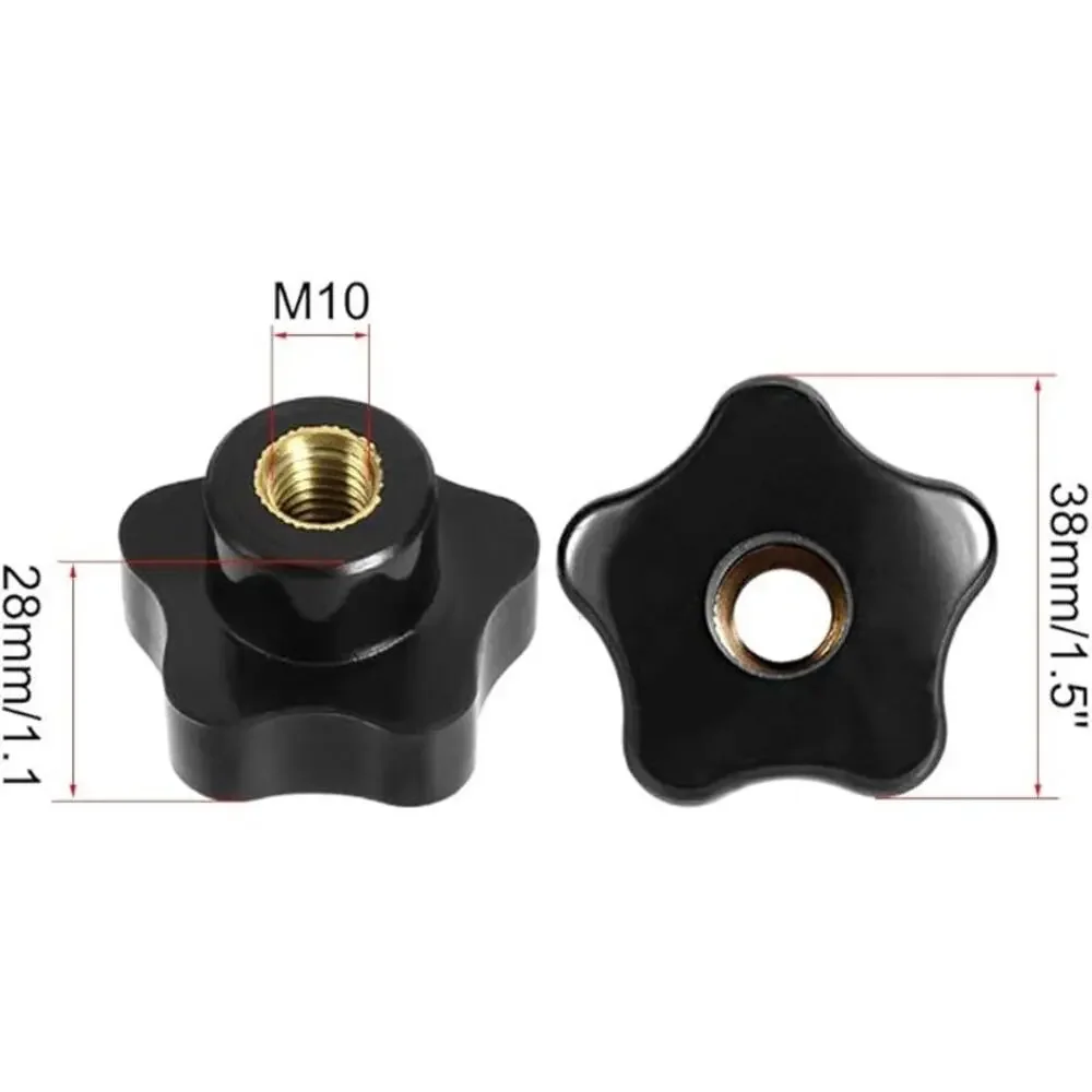 Uxcell Star Knob Grip Handle M10 Brass Insert - Set of 5